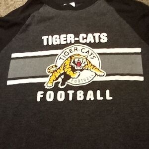 Men's Black Small CFL Hamilton Tiger-Cats Football Raglan Shirt Sports Canada